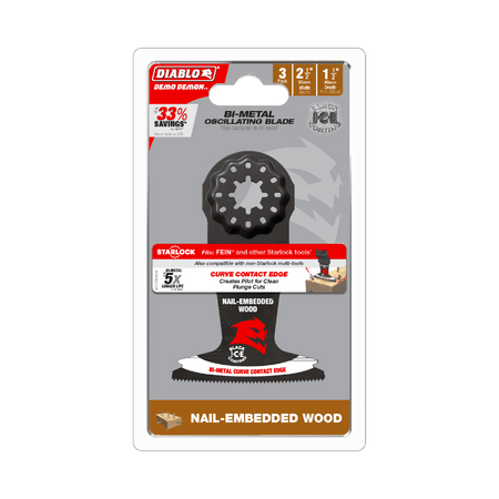 2 - 1/2" Demo Demon™ Starlock Bi - Metal Oscillating Blades for Nail - Embedded Wood (3 - pk) - AAA Industrial Supply