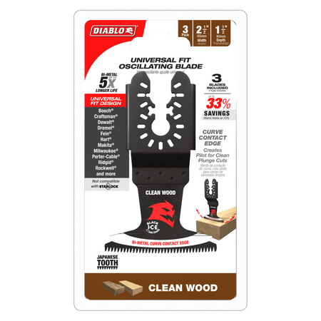 2 - 1/2" Demo Demon™ Universal Fit Bi - Metal Oscillating Blades for Clean Wood (3 - pk) - AAA Industrial Supply