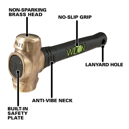 2 - 1/2 Lb Head 12 BASH Brass Hammer - AAA Industrial Supply