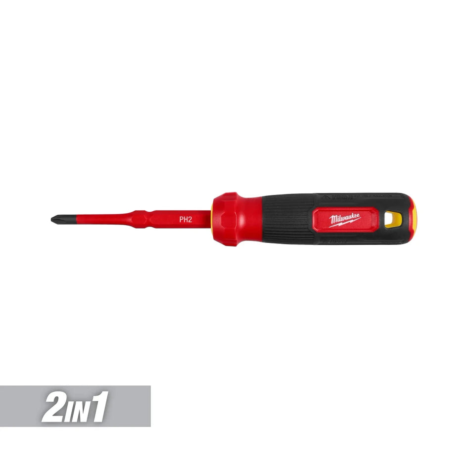 2-in-1 1000V Insulated Flip Shank Multi-Bit Screwdriver - AAA Industrial Supply