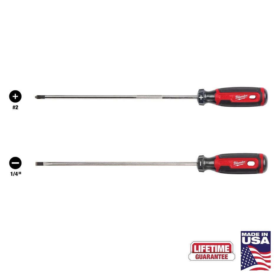 2 PC. 10" Cushion Grip Screwdriver Set (USA) - AAA Industrial Supply