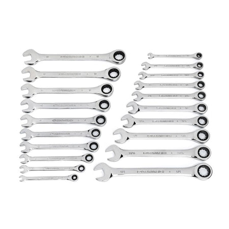 20 Piece 72 - Tooth SAE/Metric Ratcheting Combination Wrench Set - AAA Industrial Supply