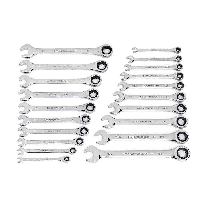 20 Piece 72 - Tooth SAE/Metric Ratcheting Combination Wrench Set - AAA Industrial Supply