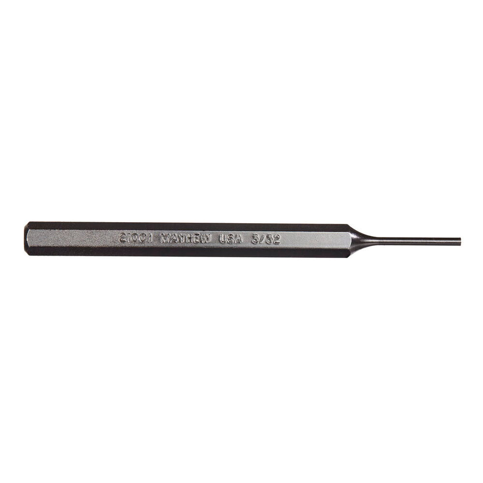 Mayhew Tools 21001 SAE Pin Punch, 3/32 x 0.88" Pin, 4-1/2" OAL x 1/4" Body, Black Oxide Finish