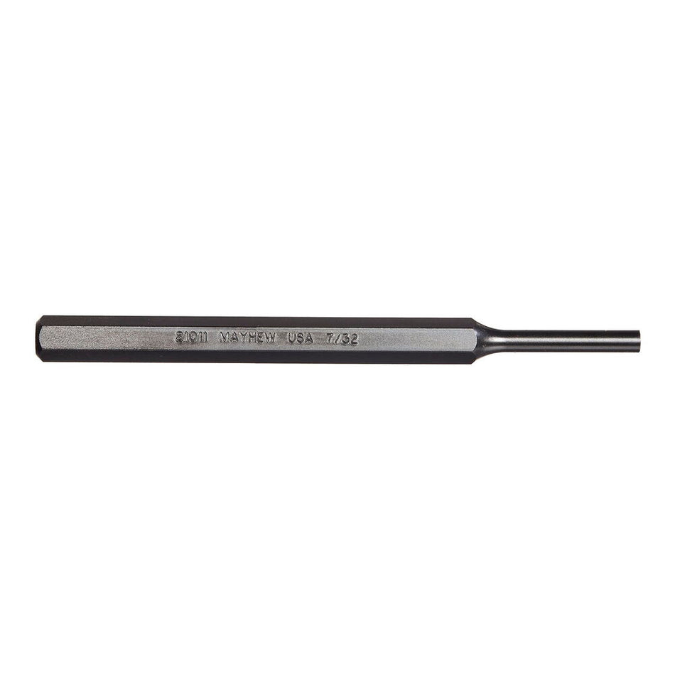 Mayhew Tools 21011 SAE Pin Punch, 7/32 x 1.25" Pin, 5-1/2" OAL x 3/8" Body, Black Oxide Finish