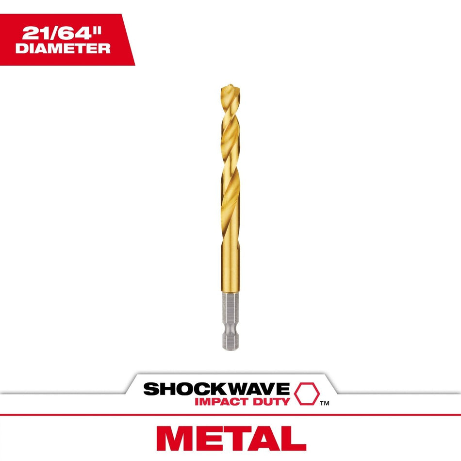 21/64" SHOCKWAVE™ Impact Duty RED HELIX™ Titanium Drill Bit - AAA Industrial Supply