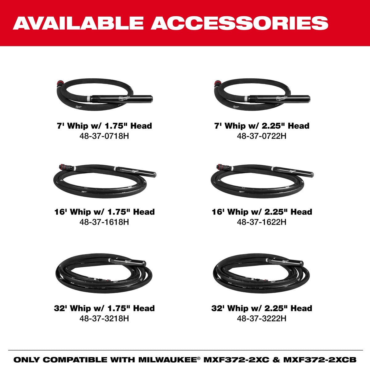 Milwaukee MX FUEL™ High Cycle Concrete Vibrator 32' Whip w/ 1.75" Head