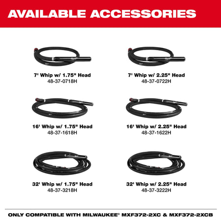 Milwaukee MX FUEL™ High Cycle Concrete Vibrator 32' Whip w/ 1.75" Head