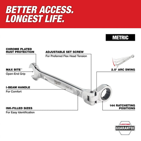 22mm Flex Head Ratcheting Combination Wrench - AAA Industrial Supply