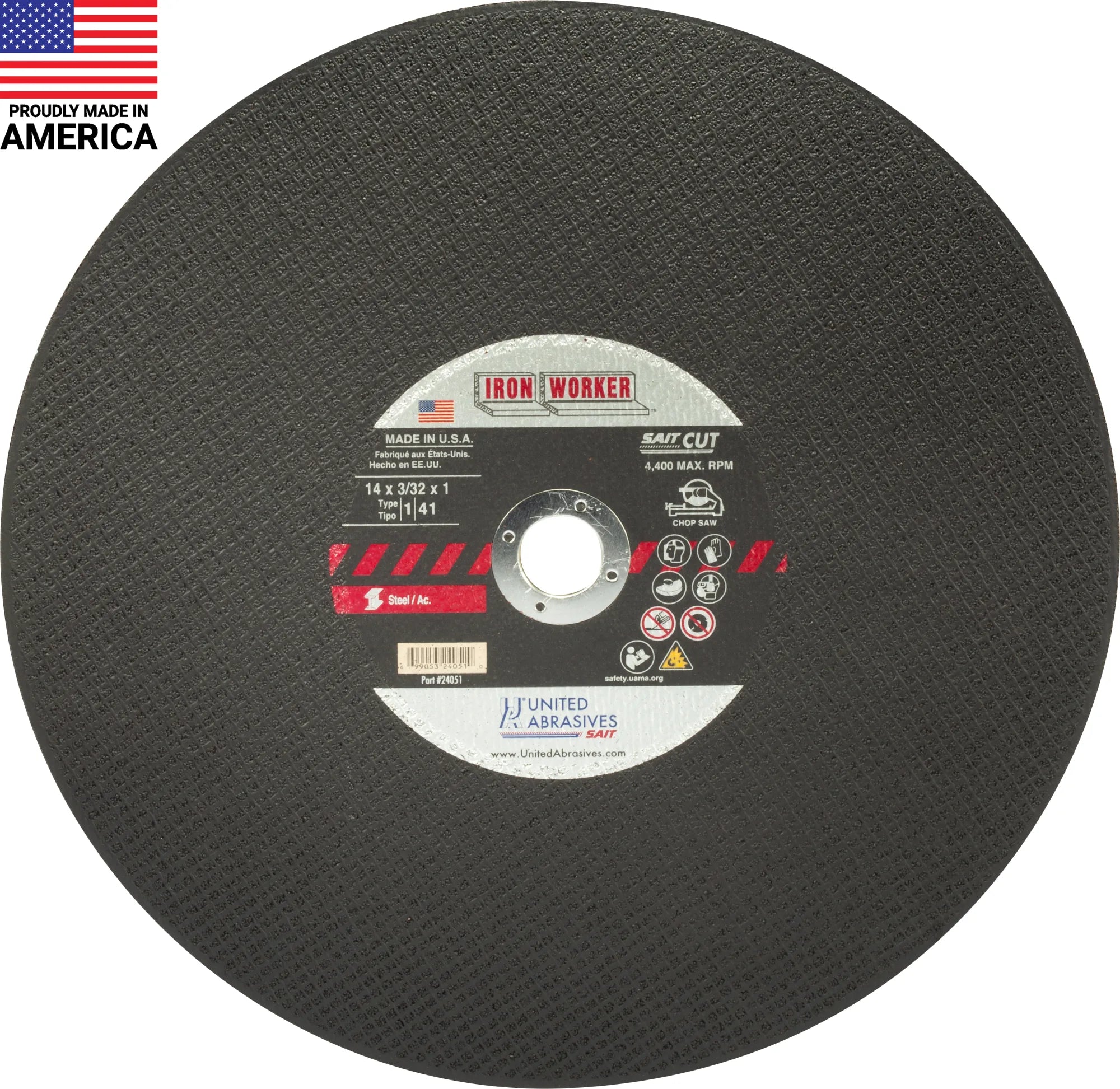 United Abrasives-SAIT 24051 Iron Worker™ General Purpose Chop Saw Wheels 14" x 3/32" x 1", 10 Pack