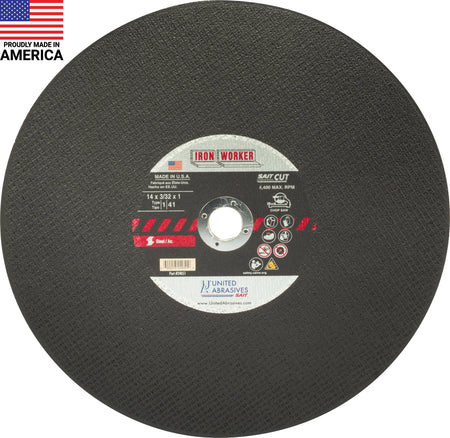 United Abrasives-SAIT 24051 Iron Worker™ General Purpose Chop Saw Wheels 14" x 3/32" x 1", 10 Pack