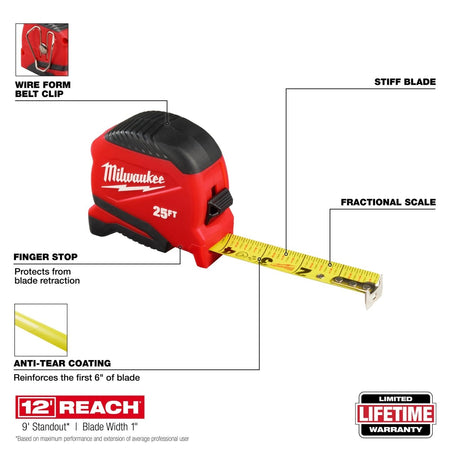 25ft Compact Tape Measure - AAA Industrial Supply