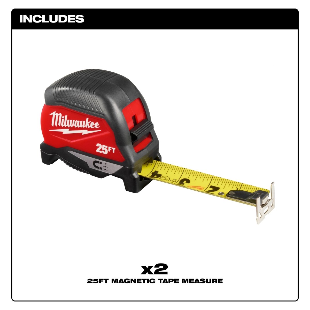25ft Magnetic Tape Measure 2 - Pack - AAA Industrial Supply