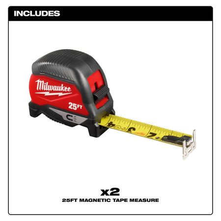 25ft Magnetic Tape Measure 2 - Pack - AAA Industrial Supply