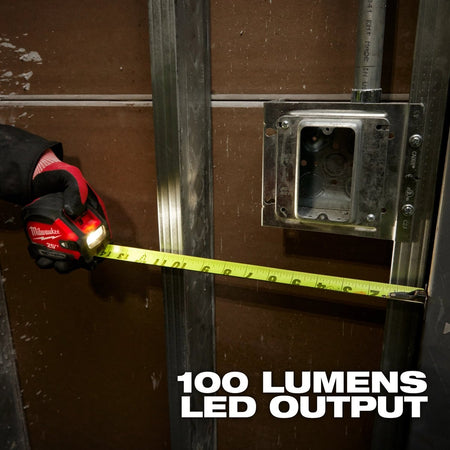 25ft Magnetic Tape Measure w/ Rechargeable 100L Light - AAA Industrial Supply