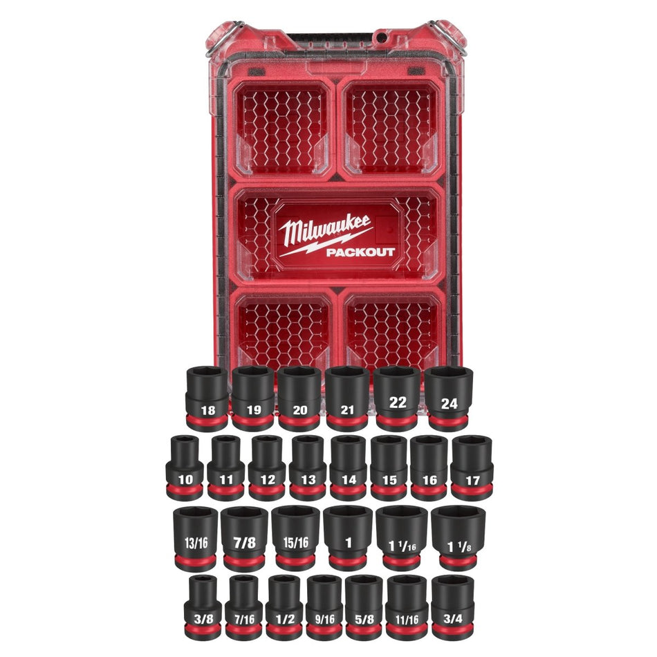 27PC SHOCKWAVE™ Impact Duty Socket 1/2” Drive MM & SAE Set with PACKOUT™ - AAA Industrial Supply