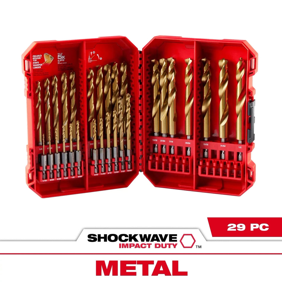 29PC SHOCKWAVE™ Impact Duty RED HELIX™ Titanium Drill Bit Set - AAA Industrial Supply