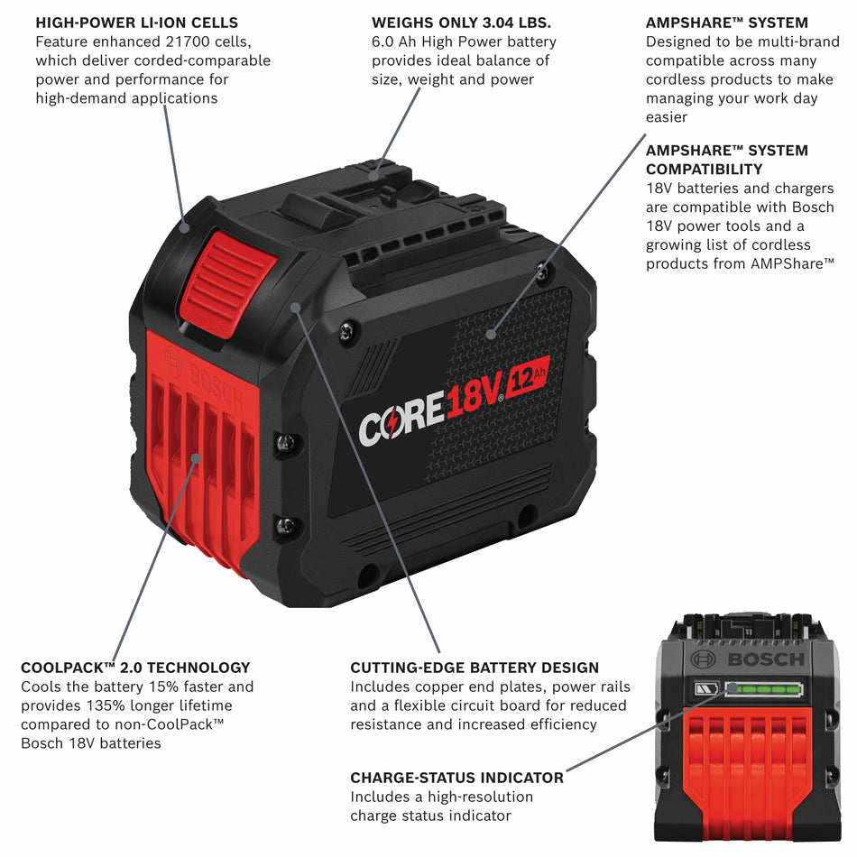 Bosch 18V CORE18V® Lithium-Ion 12 Ah High Power Battery