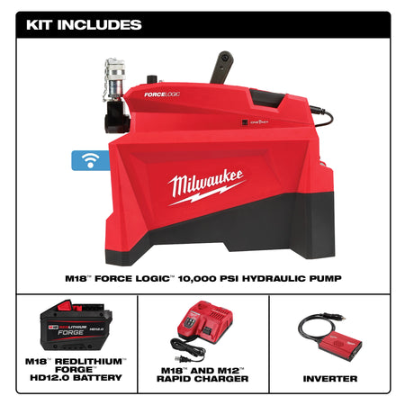 Milwaukee M18™ FORCE LOGIC™ 10,000psi Hydraulic Pump Kit