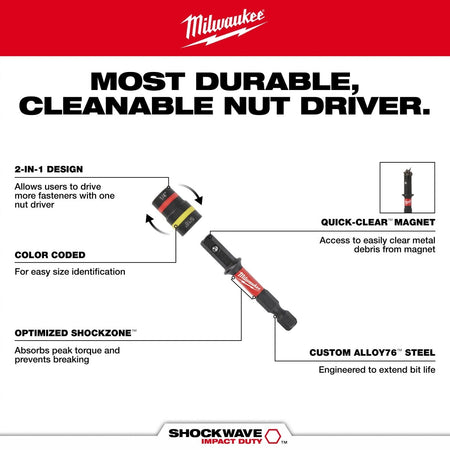 2PC SHOCKWAVE™ Impact Duty QUIK - CLEAR™ 2 - in - 1 Magnetic Nut Driver Set - AAA Industrial Supply