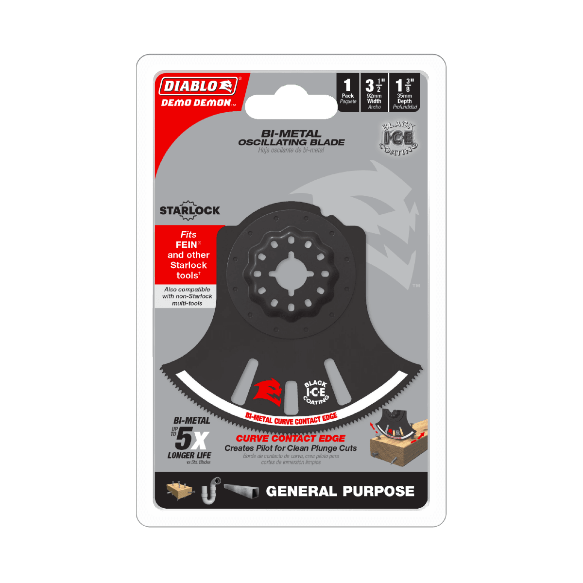 3 - 1/2" Demo Demon™ Starlock Bi - Metal Oscillating Blade for General Purpose Cuts - AAA Industrial Supply