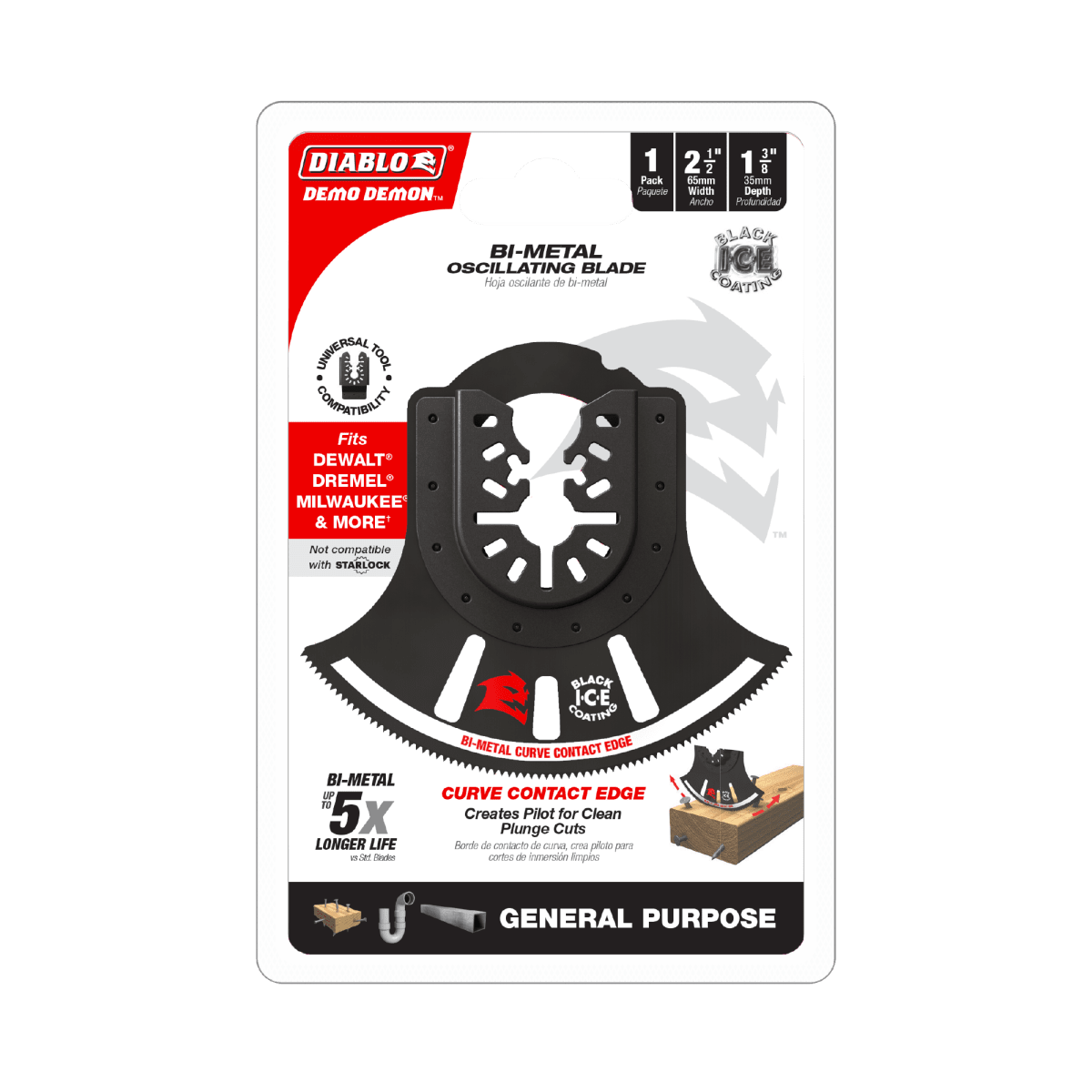 3 - 1/2" Demo Demon™ Universal Fit Bi - Metal Oscillating Blade for General Purpose Cuts - AAA Industrial Supply