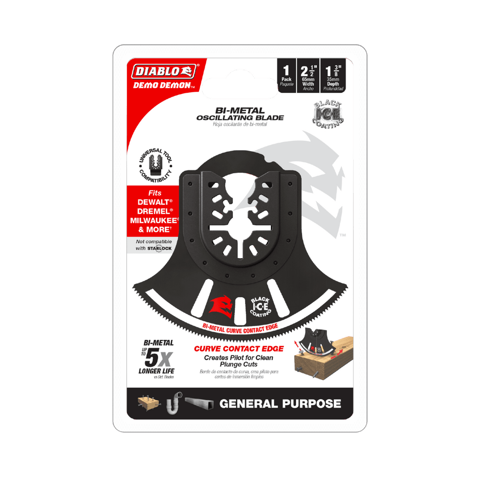 3 - 1/2" Demo Demon™ Universal Fit Bi - Metal Oscillating Blade for General Purpose Cuts - AAA Industrial Supply