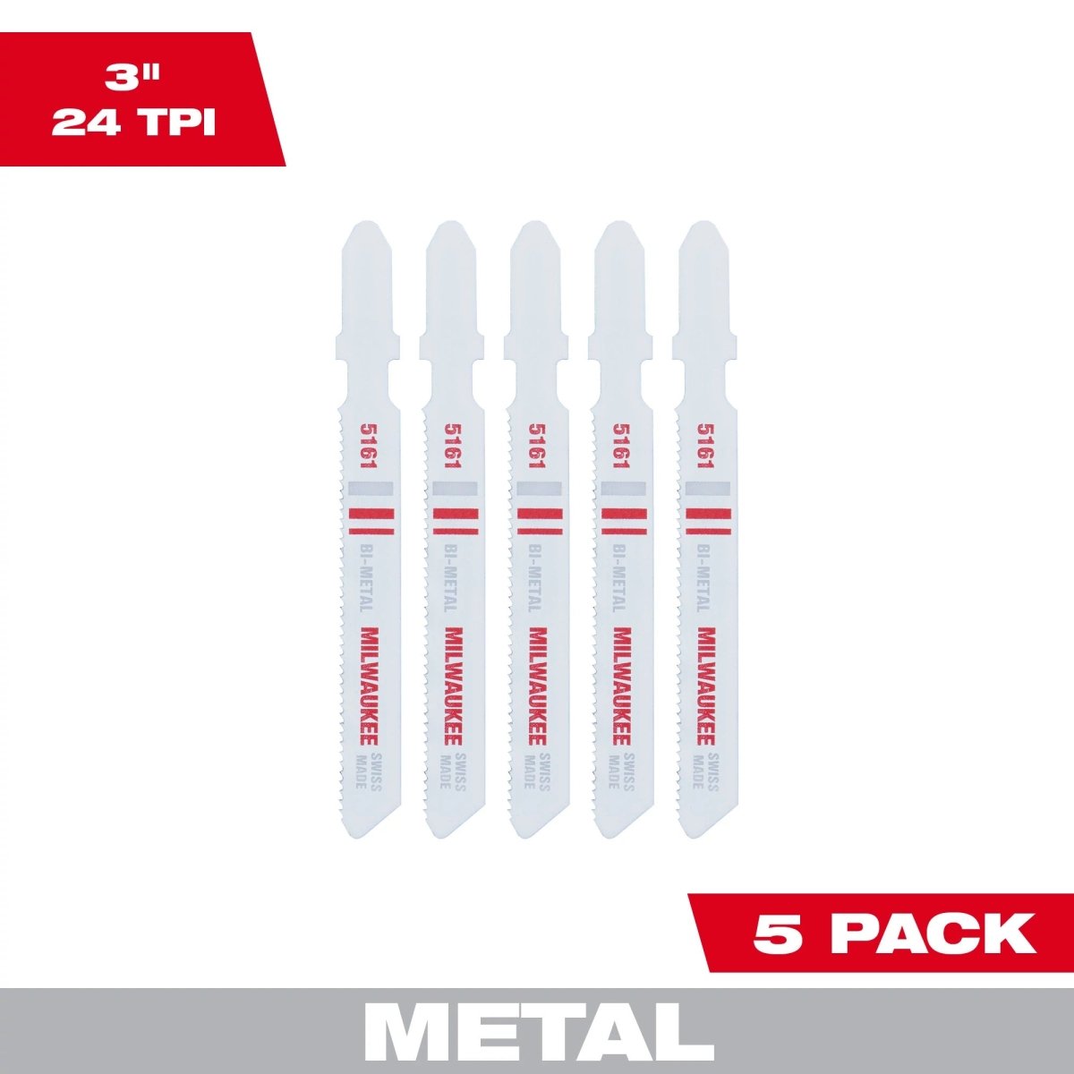 3" 24TPI T - Shank Metal Cutting Bi - Metal Jig Saw Blades (5 PK) - AAA Industrial Supply