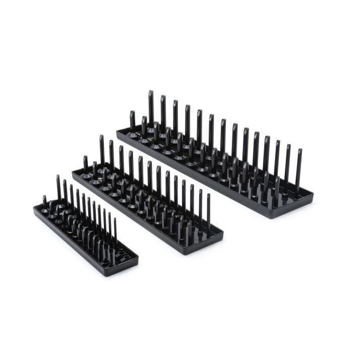 3 Piece 1/4", 3/8" & 1/2" Drive Black SAE Socket Storage Tray Set - AAA Industrial Supply