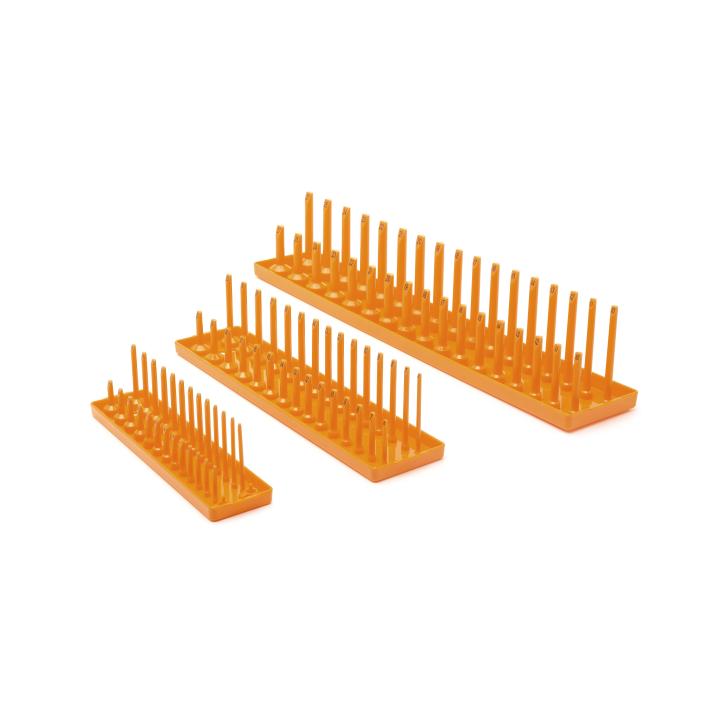3 Piece 1/4", 3/8" & 1/2" Drive Orange Metric Socket Storage Tray Set - AAA Industrial Supply