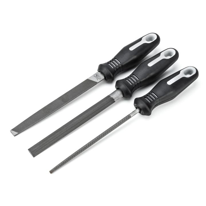 3 Piece 6" Bastard File Set with Ergonomic Handles - AAA Industrial Supply