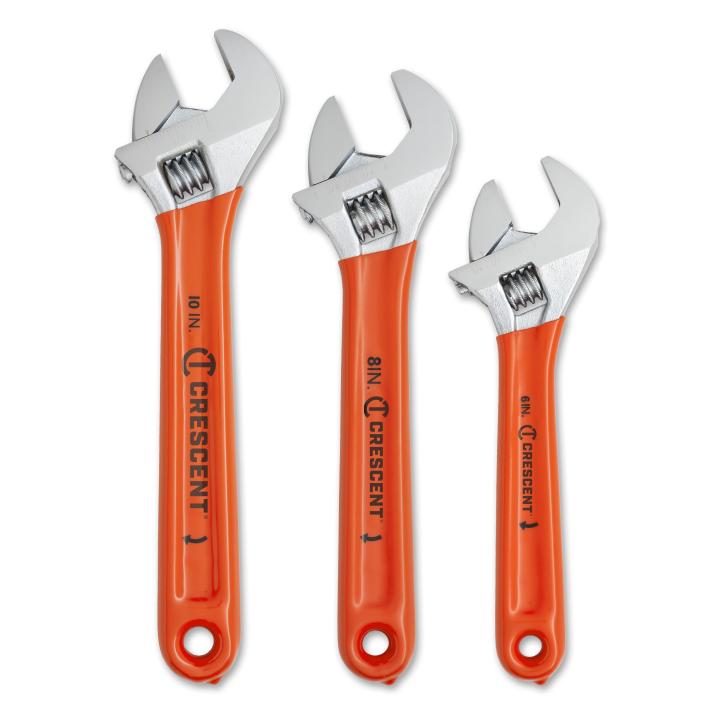 3 Piece Adjustable Cushion Grip Wrench Set 6", 8" & 10" - AAA Industrial Supply