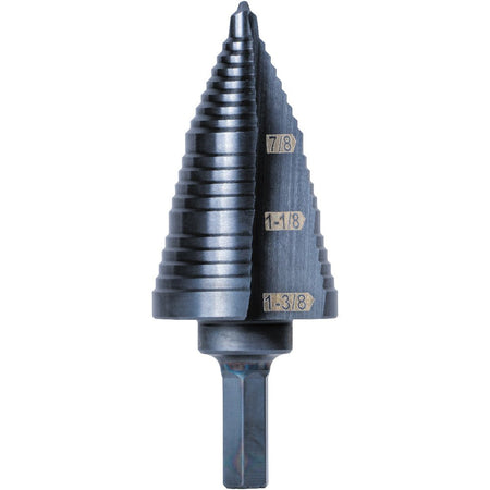 3 - Step Drill Bit, 3/8 - Inch Hex, Double Straight Flute, 7/8 - Inch to 1 - 3/8 - Inch - AAA Industrial Supply