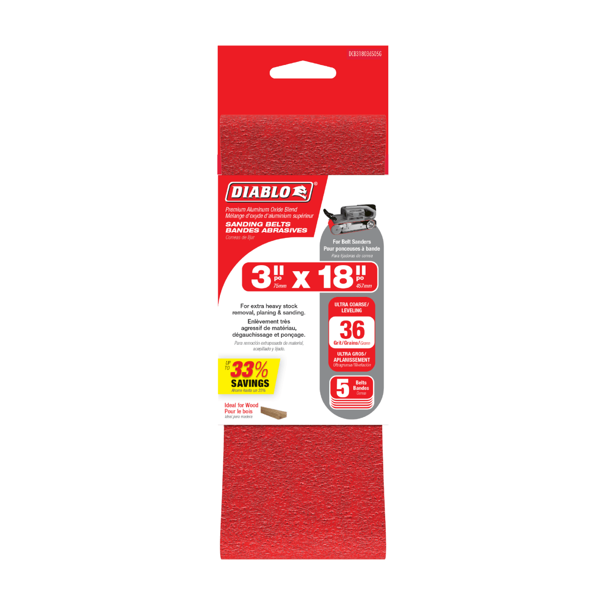 3" x 18" 36 - Grit Sanding Belts (5 - pk) - AAA Industrial Supply