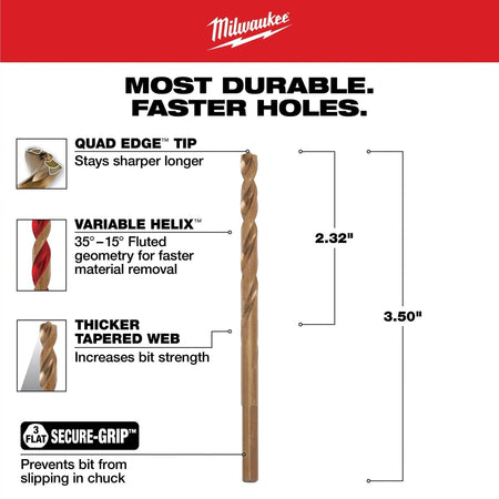 3/16" COBALT RED HELIX™ Drill Bit - AAA Industrial Supply