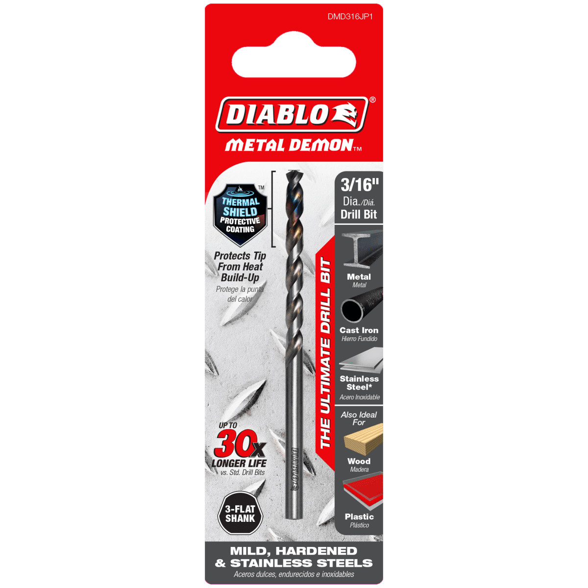 3/16" Metal Demon™ Drill Bit for Mild, Hardened and Stainless Steels - AAA Industrial Supply