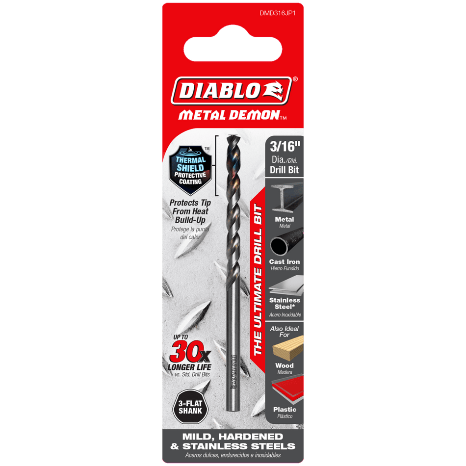 3/16" Metal Demon™ Drill Bit for Mild, Hardened and Stainless Steels - AAA Industrial Supply