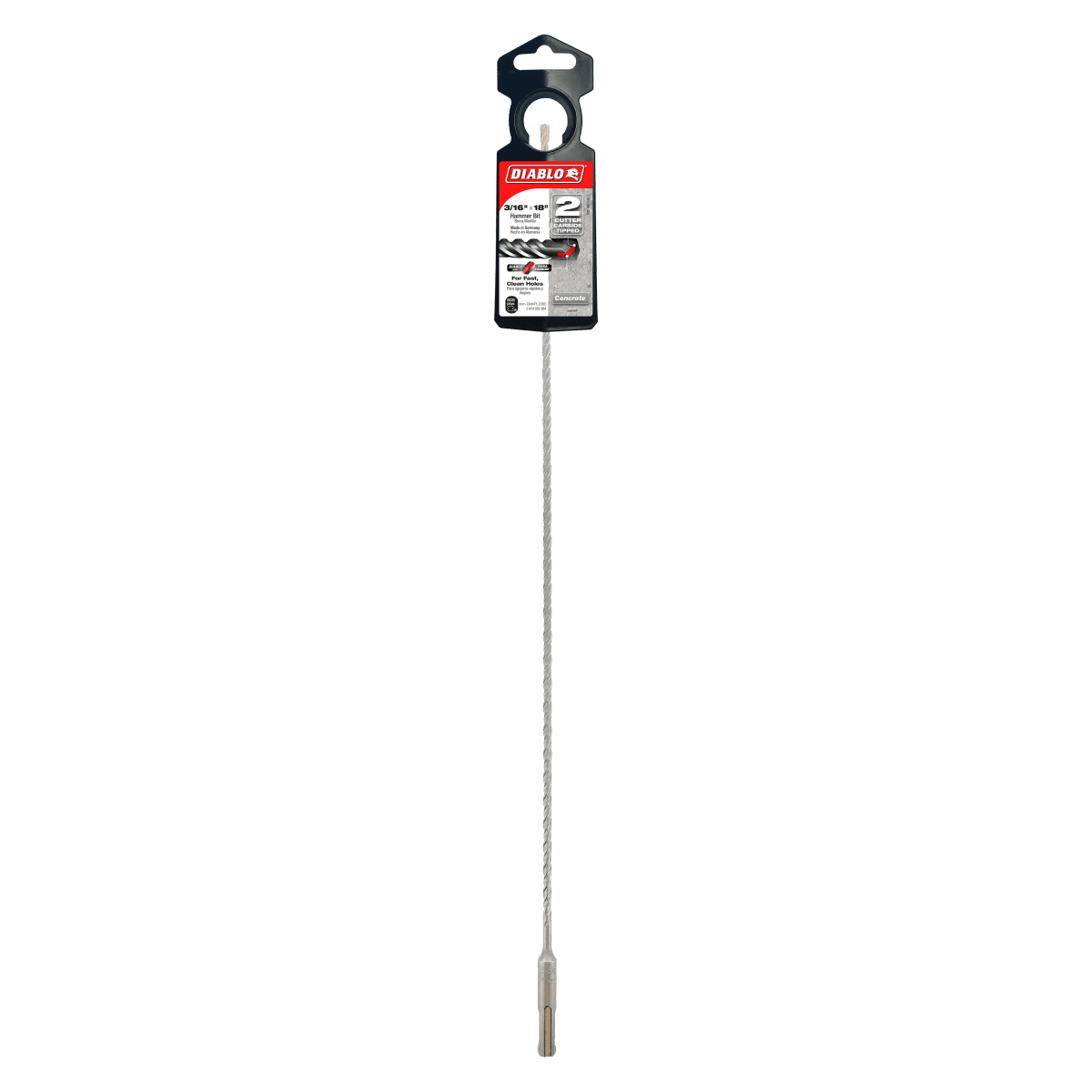 3/16" x 16" x 18" SDS - Plus 2 - Cutter Carbide - Tipped Hammer Drill Bit - AAA Industrial Supply