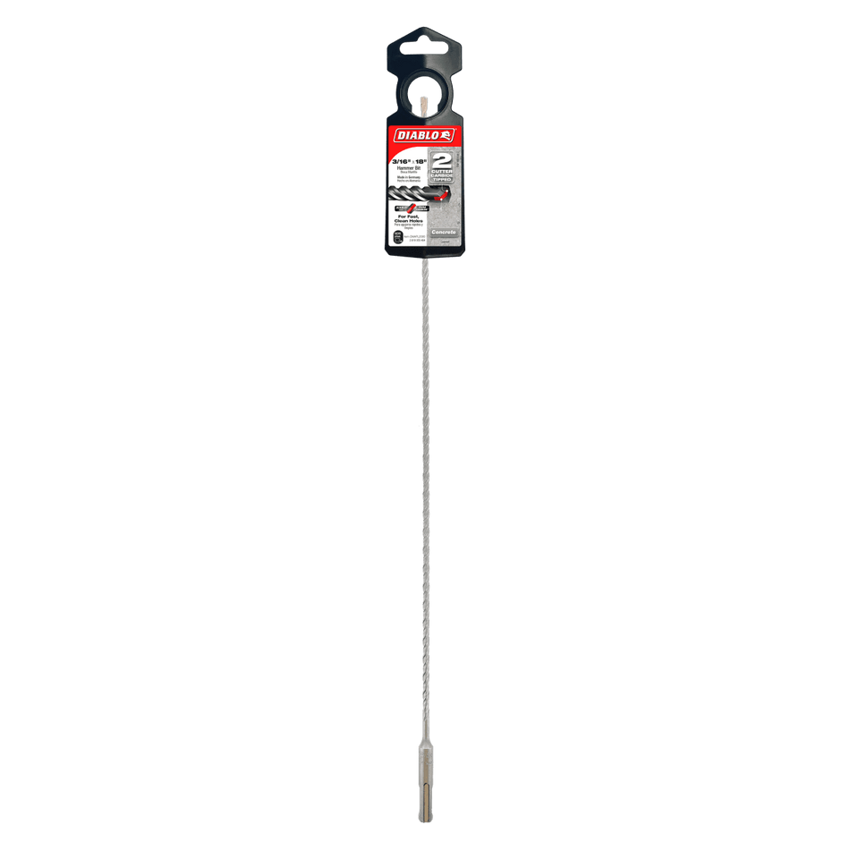 3/16" x 16" x 18" SDS - Plus 2 - Cutter Carbide - Tipped Hammer Drill Bit - AAA Industrial Supply