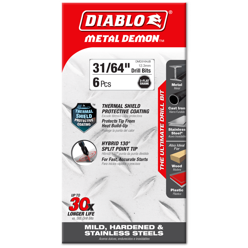 31/64" Metal Demon™ Drill Bits for Mild, Hardened and Stainless Steels - AAA Industrial Supply
