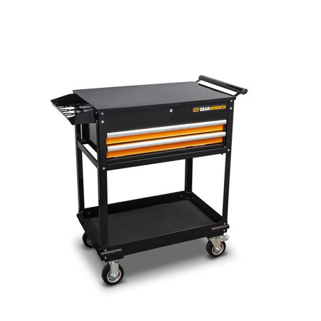 32" 2 Drawer Black & Orange Utility Cart - AAA Industrial Supply