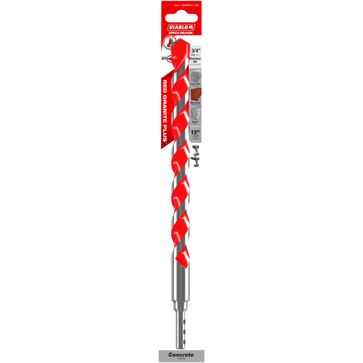 3/4" x 12" x 10" SPEEDemon™ Red Granite PLUS™ Carbide - Tipped Hammer Drill Bit - AAA Industrial Supply