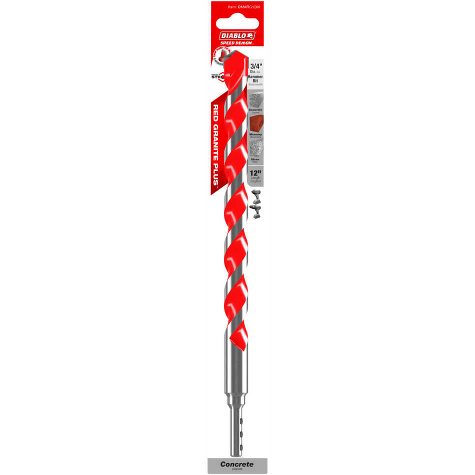 3/4" x 12" x 10" SPEEDemon™ Red Granite PLUS™ Carbide - Tipped Hammer Drill Bit - AAA Industrial Supply