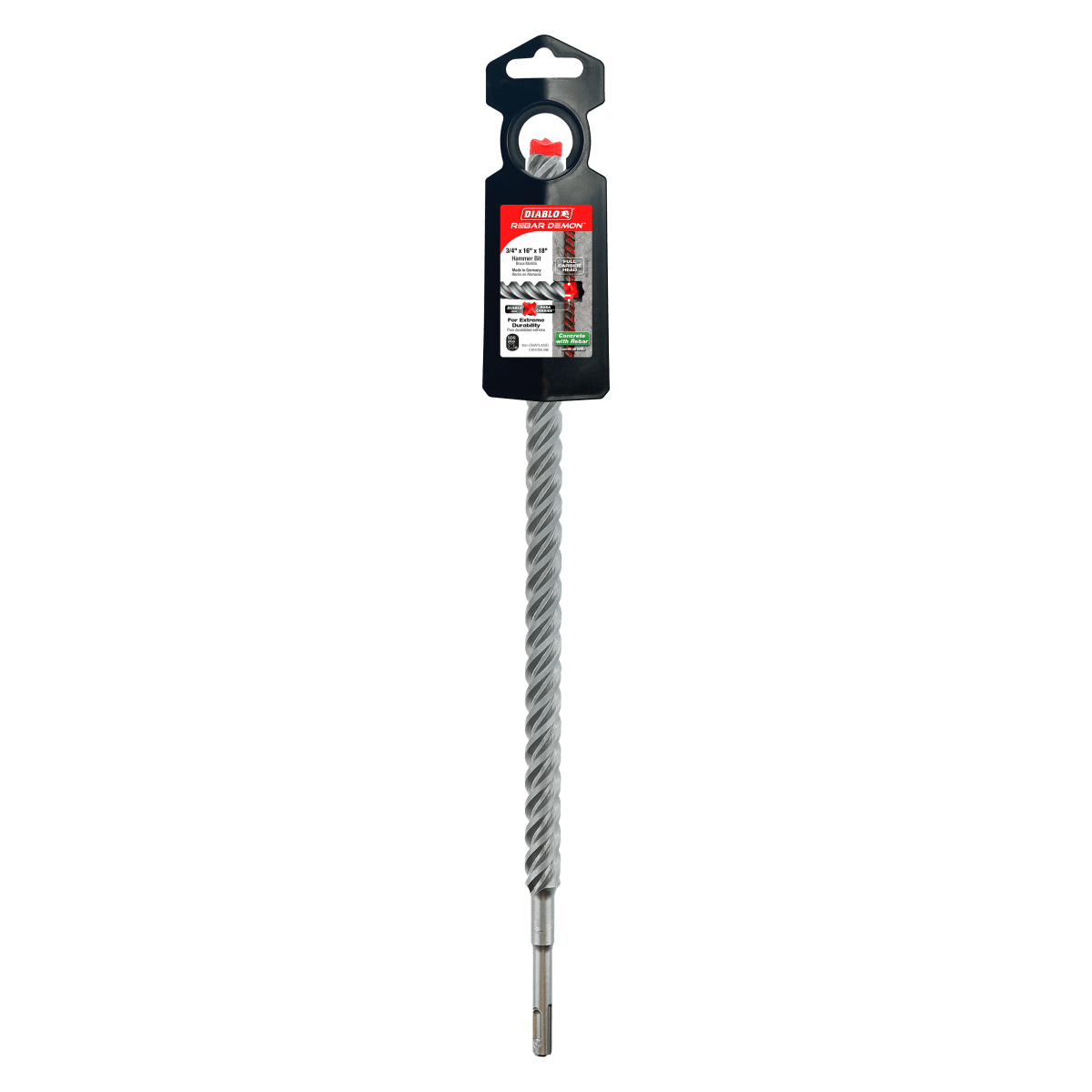 3/4" x 16" x 18" Rebar Demon™ SDS - Plus 4 - Cutter Full Carbide Head Hammer Drill Bit - AAA Industrial Supply