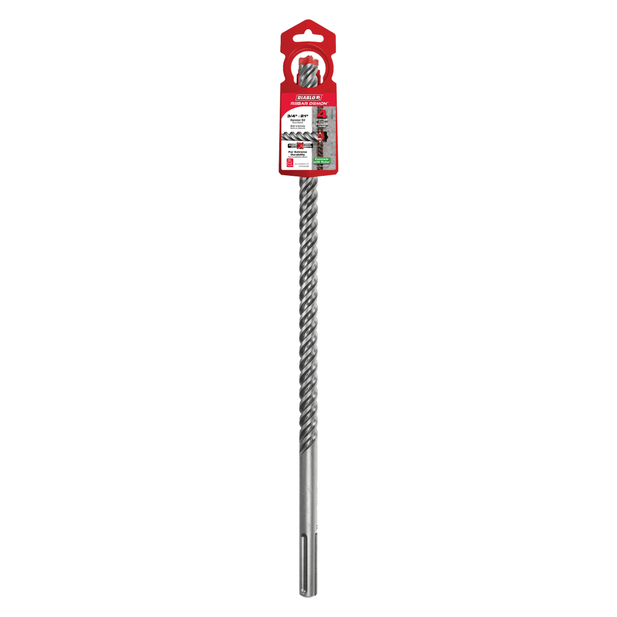 3/4" x 16" x 21" Rebar Demon™ SDS - Max 4 - Cutter Full Carbide Head Hammer Drill Bit - AAA Industrial Supply