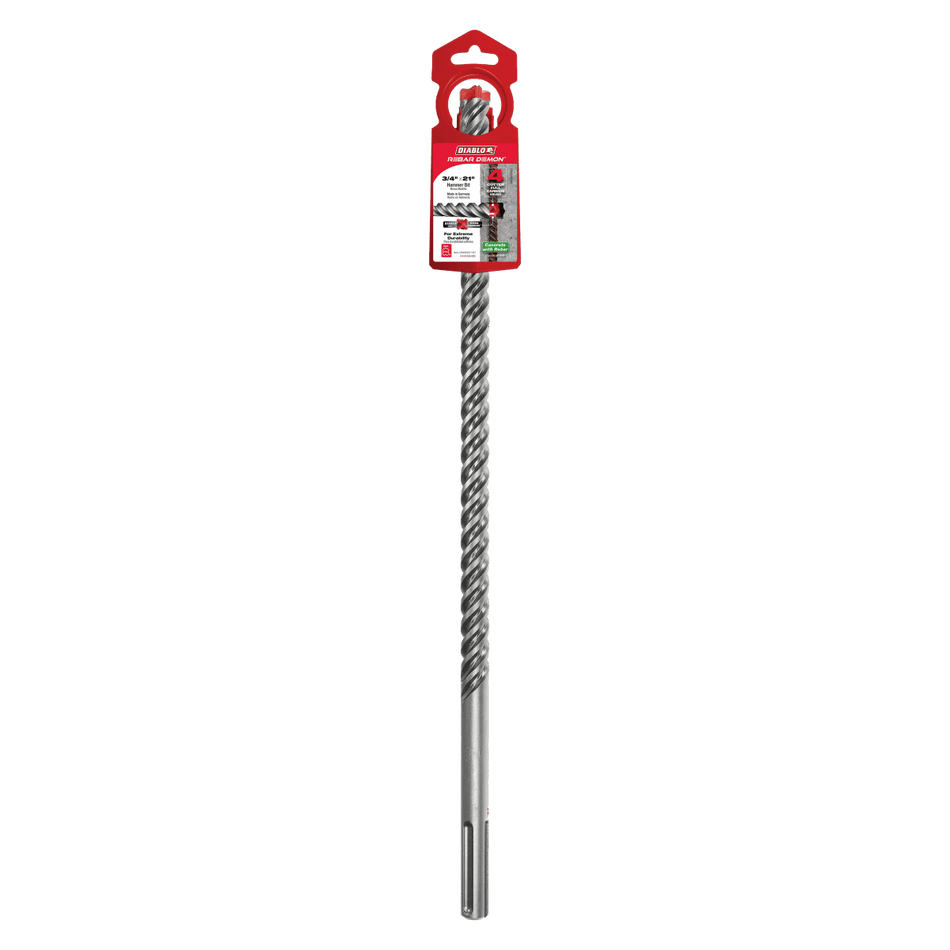 3/4" x 16" x 21" Rebar Demon™ SDS - Max 4 - Cutter Full Carbide Head Hammer Drill Bit - AAA Industrial Supply