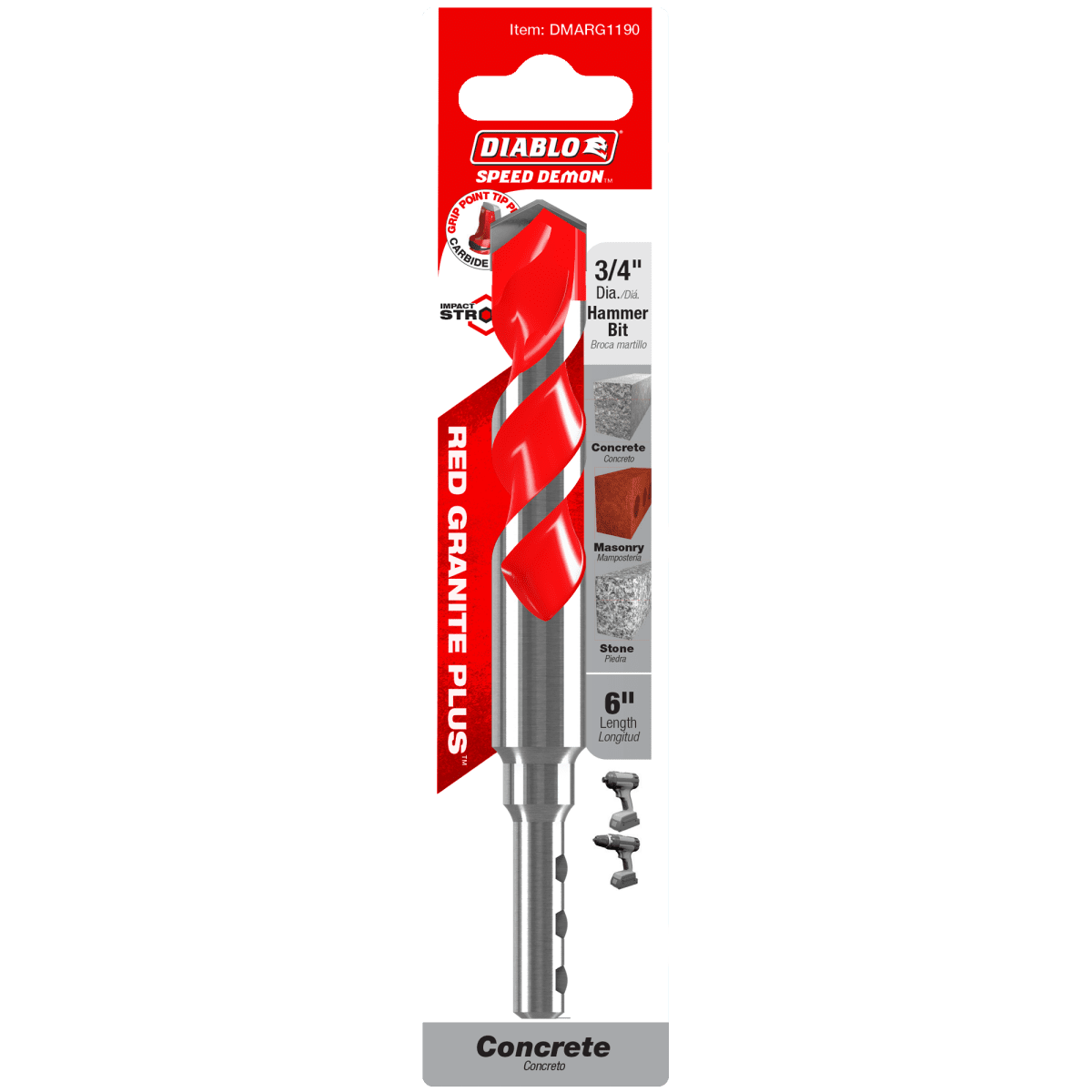3/4" x 4" x 6" SPEEDemon™ Red Granite PLUS™ Carbide - Tipped Hammer Drill Bit - AAA Industrial Supply