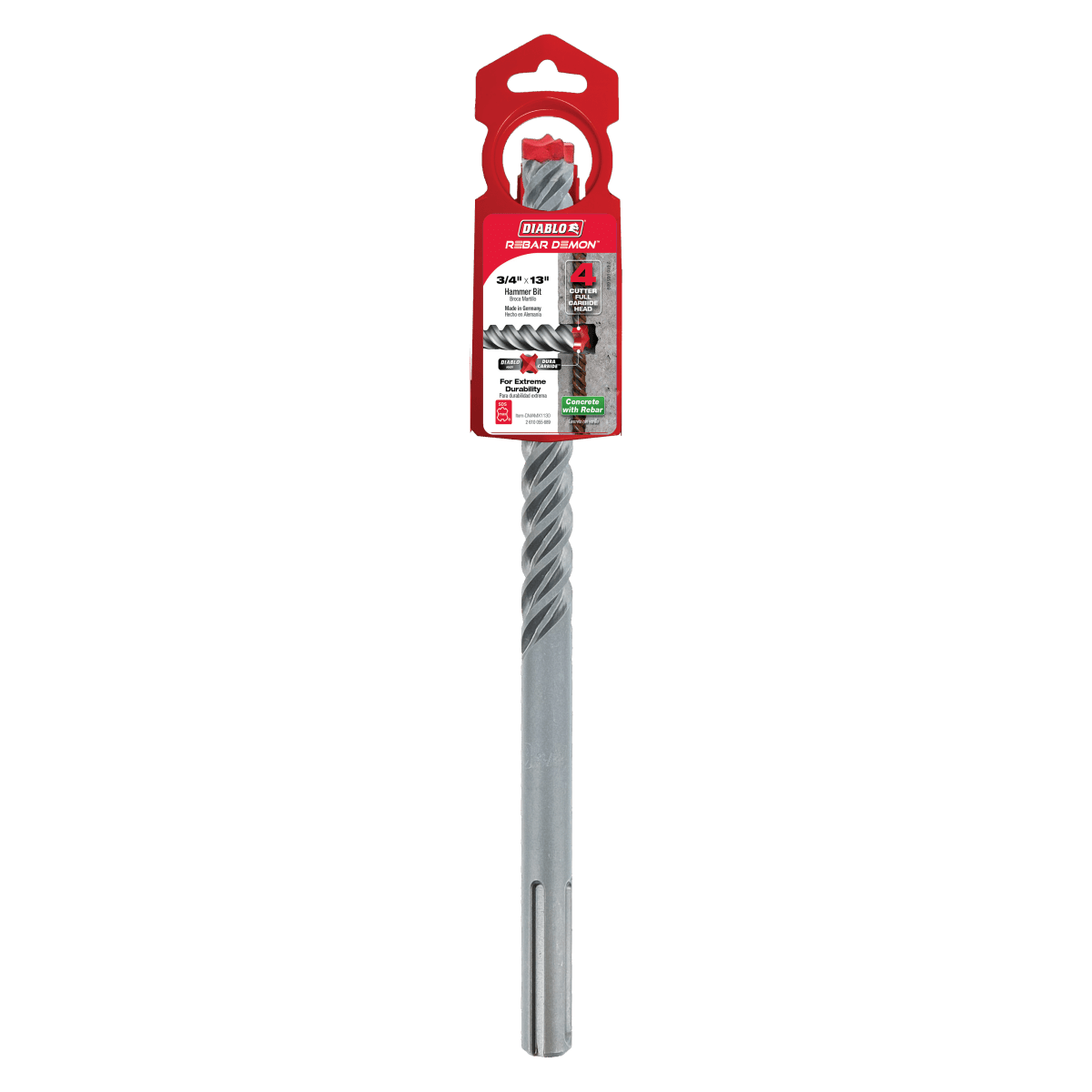3/4" x 8" x 13" Rebar Demon™ SDS - Max 4 - Cutter Full Carbide Head Hammer Drill Bit - AAA Industrial Supply