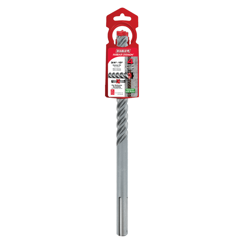 3/4" x 8" x 13" Rebar Demon™ SDS - Max 4 - Cutter Full Carbide Head Hammer Drill Bit - AAA Industrial Supply