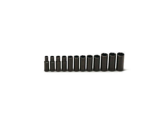 3/8" Drive 12 Piece Set - 6 Point Deep Metric Impact Sockets 8mm - 19mm